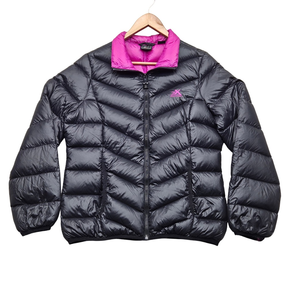 ZeroXposur Womens Down Puffer Jacket Black Pink Lined Size‎ Medium